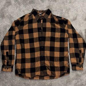 Eddie Bauer Men's Black and Tan Checkered Flannel